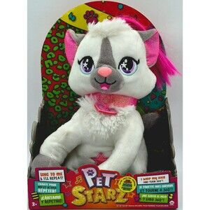 Pet Starz Interactive Singing Dancing Cat Plush Repeats Voice NEW